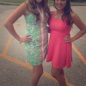 Lilly Pulitzer green, blue and gold shift dress